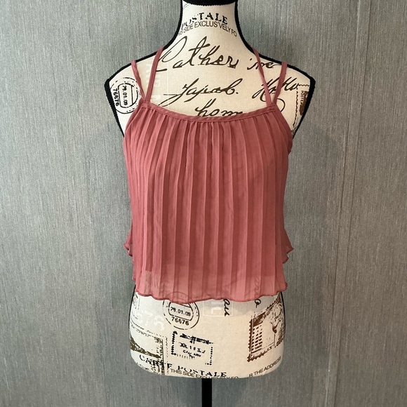 SHEIN Pink Pleated Crop Top Size Small - Picture 1 of 7